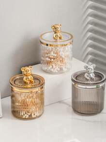 1pc Light Luxury Clean Swab Tube Desktop Storage Jar Household Dental Floss Box Toothpick Jar Ins Style High-End Dustproof Clean Swab Box With Lid - Multicolor - View 1