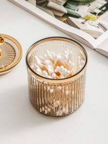 1pc Light Luxury Clean Swab Tube Desktop Storage Jar Household Dental Floss Box Toothpick Jar Ins Style High-End Dustproof Clean Swab Box With Lid - Multicolor - View 6