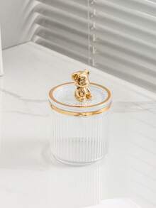 1pc Light Luxury Clean Swab Tube Desktop Storage Jar Household Dental Floss Box Toothpick Jar Ins Style High-End Dustproof Clean Swab Box With Lid - Multicolor - View 5