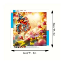 Diamond Painting Kit - Butterfly Design With Round Diamonds, Frameless - Multicolor - View 2