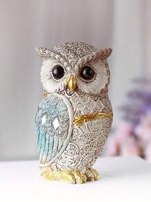 1pc Resin Owl Statue, Decoração criativa de destaque para casa, Decoração de interiores, Estatueta de coruja realista para decoração de quarto, Melhores presentes de decoração para casa - Multicolorido - Ver 7
