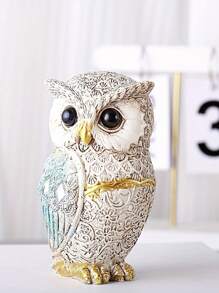 1pc Resin Owl Statue, Decoração criativa de destaque para casa, Decoração de interiores, Estatueta de coruja realista para decoração de quarto, Melhores presentes de decoração para casa - Multicolorido - Ver 6
