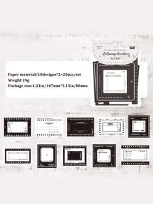 20pcs/Pack Vintage Embossed Memo Cards Decorative Background Papers For Diary/Scrapbooking Back To School - Multicolor - View 5