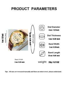 1pc Fashion Cute Teens Crown English Dial Leather Band Quartz Watch, Suitable For Birthday Gift, Halloween Gift,
