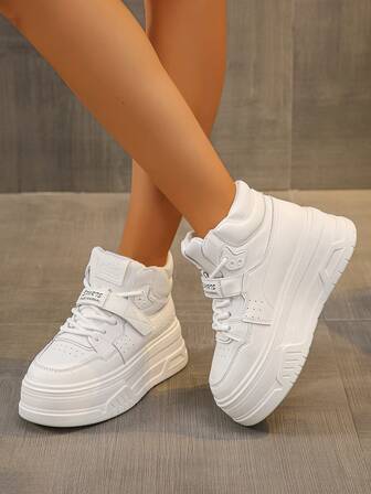 Fall/Winter Women's Platform Sneakers, Non-Slip Comfortable Fashion Casual High Top Shoes With Hook & Loop Closure
