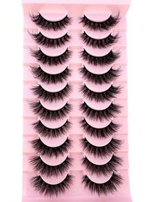 10 Cặp Lông Mi Giả 3D Dày & Dài Tự Nhiên, Cong Kiểu D, Mi Giả, Lông Mi Giả - màu đen - Xem 4