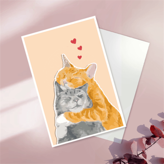 1/2/5/10 张异想天开的猫咪拥抱贺卡 - 暖心周年纪念、生日、情人节、母亲节、父亲节贺卡，适合他/她 - 可爱、幽默、周到的方式来表达爱和欣赏，里面有空白页，是母亲节、父亲节、各种节日、周年纪念日、节日派对、生日派对、宴会和特殊场合的完美礼物