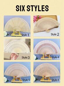 1 件个性化雕花木折扇木制折扇定制婚礼派对礼物装饰新娘送礼会礼物 - 風格5 - 查看 2