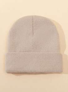 1pc Unisex Outdoor Warm Solid Color Beanie Knit Hat, Suitable For Daily Wear,Summer,Beach,Holiday,Festival,Travel - Khaki - View 2