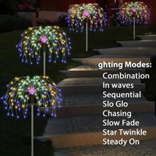 1 套/4 件户外太阳能花园灯，触摸控制可调光地面灯，太阳能 LED 路径灯，具有 8 种照明模式，适用于人行道、草坪、庭院、露营、节日主题、可调光家居装饰照明 - 亮光 - 查看 4