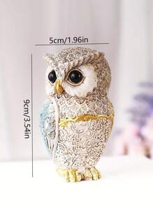 1pc Resin Owl Statue, Decoração criativa de destaque para casa, Decoração de interiores, Estatueta de coruja realista para decoração de quarto, Melhores presentes de decoração para casa - Multicolorido - Ver 8