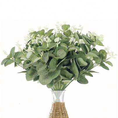 10/20 Pieces Of Simulated Plastic Artificial Plants, Eucalyptus Leaf Shaped Artificial Plants For Home Decoration, Suitable For Vase, Wreath Arrangement, Conference And Wedding Decoration