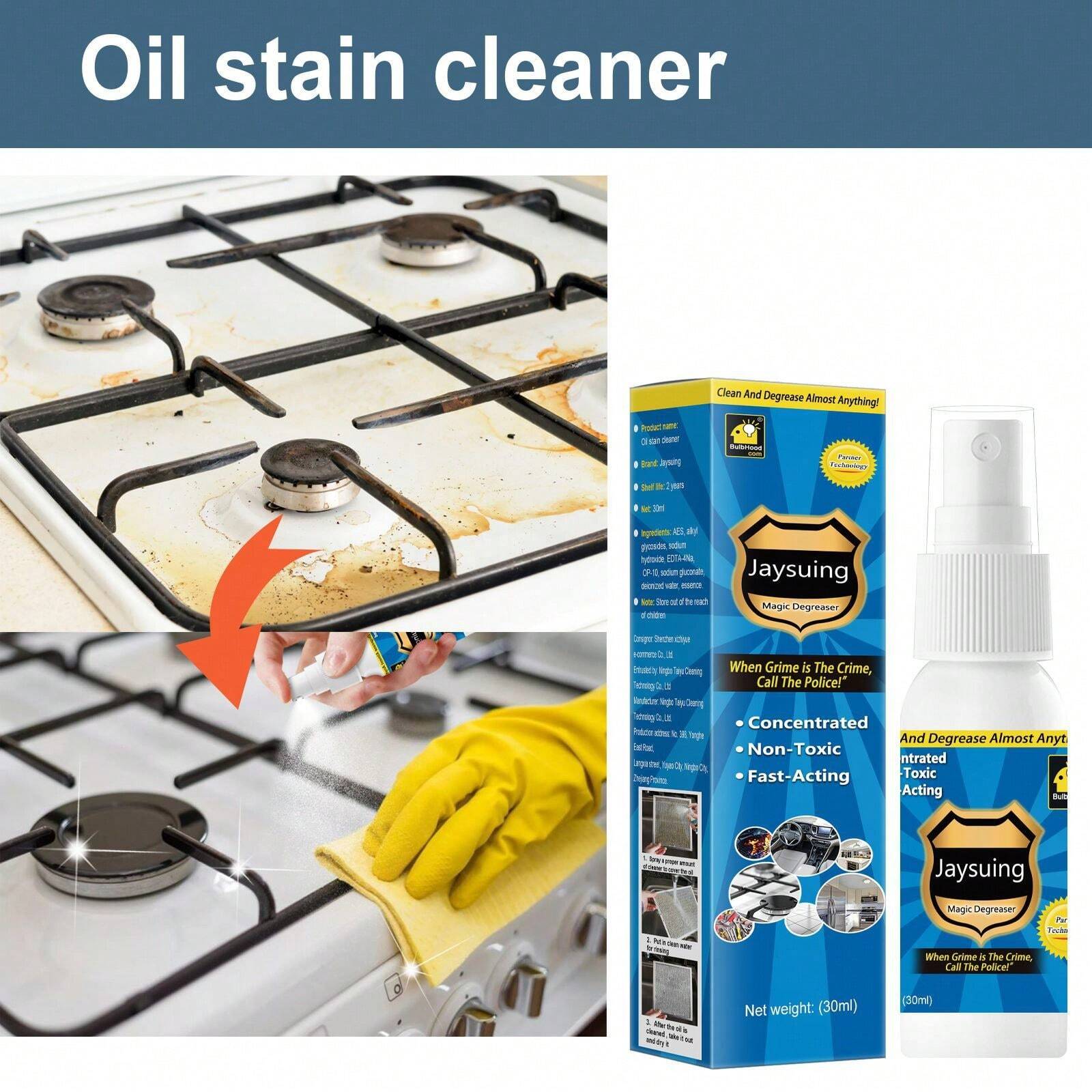 JueFish 4 Pcs Oil Stain Cleaner, Kitchen Range Hood Heavy Oil Stain