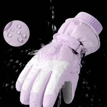 1 Paar dicke, winterfeste Outdoor Ski- und Radfahrhandschuhe für Damen, winddicht, wasserdicht, rutschfest, abriebfest, mit Touchscreen-Funktion und Wärmeisolierung, Winterhandschuhe, Handwärmer, Ski-Handschuhe, Schnee-Handschuhe