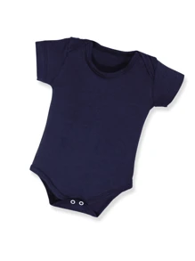 8 Piece Baby Bodysuit Kit Short Sleeve Summer Mesh Plain And Printed Cotton Girl And Boy - 藍色 - 查看 2