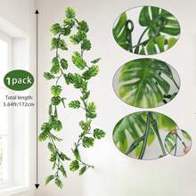 1 künstliches simuliertes Schildkrötenblatt, (1,73 m) gefälschte hängende Grünpflanze Palme Reben, gefälschtes tropisches Palmenblatt, Garten, Veranda, Terrasse, Dschungel-Tau-Party, Innen- und Außendekoration, Innenblumendekoration, Klassenraumdekoration, Bürodekoration, Hochzeitsdekoration, Straußdekoration, Hintergrundwand-Atmosphärendekoration, Heimdekoration