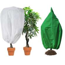 1 pieza Cubierta de planta con cordón para invierno, cubierta protectora contra el frío y el viento para arbustos y plantas en maceta, cubierta protectora contra insectos para plantas de jardín al aire libre, cubierta protectora contra el frío, bolsas protectoras contra el frío para plantas, manta de tela contra la helada que protege árboles frutales y plantas en maceta del congelamiento y los animales (cordón, color (negro y blanco) aleatorio)