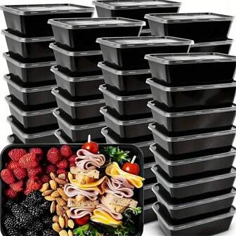 100 Sets Of Meal Preparation Containers With Lids, 22oz Microwaveable Boxes, Two Styles (Assorted Shipment),Disposable Lunch Boxes, PP Material, Stackable, Freezer Dishwasher Friendly,For Home Kitchen Restaurant Take Away Picnic, Kitchenware