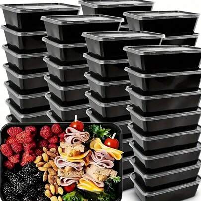 100 Sets Of Meal Preparation Containers With Lids, 22oz Microwaveable Boxes, Two Styles (Assorted Shipment),Disposable Lunch Boxes, PP Material, Stackable, Freezer Dishwasher Friendly,For Home Kitchen Restaurant Take Away Picnic, Kitchenware