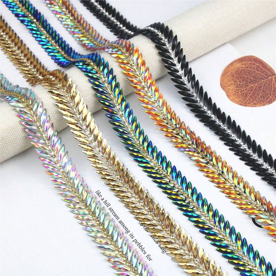 1入組馬眼樹脂鑲嵌熱熔膠修飾鍊條 DIY 婚紗服裝配件 - 彩色 - 查看 1