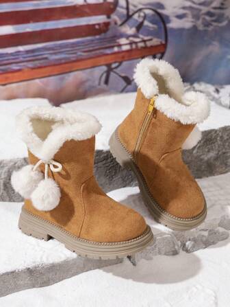 1 par de botines de tubo corto con suela antideslizante y de moda, estilo academy, fondo grueso, adecuado para niñas de 3 a 12 años, apropiado para uso en interiores y exteriores, de unicolor con cremallera lateral en el tubo corto