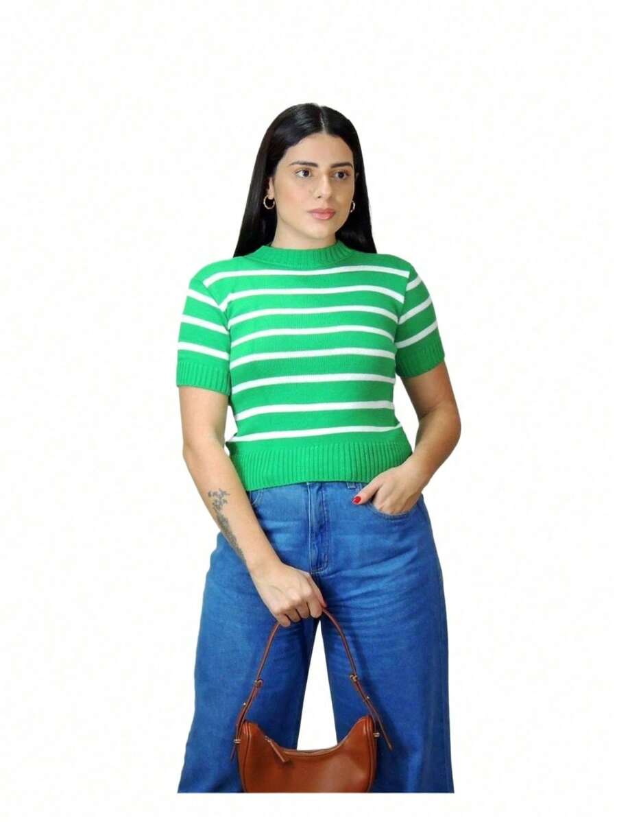 Cropped Strap Knit Summer Women's Fashion Blogger - 綠色 - 查看 1