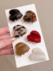 6 件/4 件/1 件亚克力发夹 2024 新款心形迷你爪夹，适用于刘海和侧发际线，多巴胺情人节发夹，发夹，发夹，发夹，学校用品，学院秋冬发饰，女士度假装扮