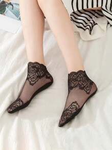 1 Pair Of Invisible Lace Short Socks For Student