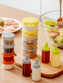 1pc Sauce Bottle, Plastic Condiments Dispenser For Salad Dressing, Ketchup - Multicolor - View 4