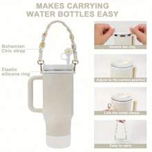 1pc Silicone Hand-Woven Water Bottle Handle With Flowers, Bohemian Daisy Woven Water Bottle Straps For Cups , Perfect For Outdoor Activities And Sports, Fits Most 8-40 Oz Bottles, Mother's Day Gift