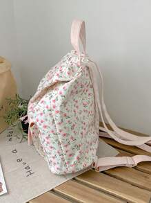 New Outdoor Travel Storage Mini Backpack For Girls, Floral Pattern Lightweight School Bag - White - View 5