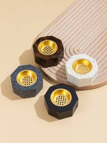 1pc Minimalist Octagonal Incense Holder, Resin Aroma Burner, Arabic Style Incense Diffuser, Home Decor, Room Decor, Party And Holiday Decoration