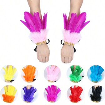 1 Piece Feather Handwear Feather Wristband Cuff Bracelet Hand Decoration For Party Festival Cosplay Accessory