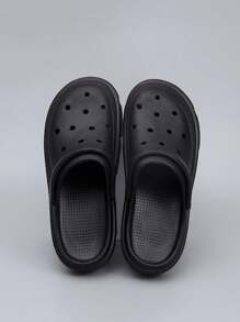 Giày Clogs rỗng đế dày màu trơn đi trong nhà/ngoài trời cho cả nam và nữ - màu đen - Xem 1