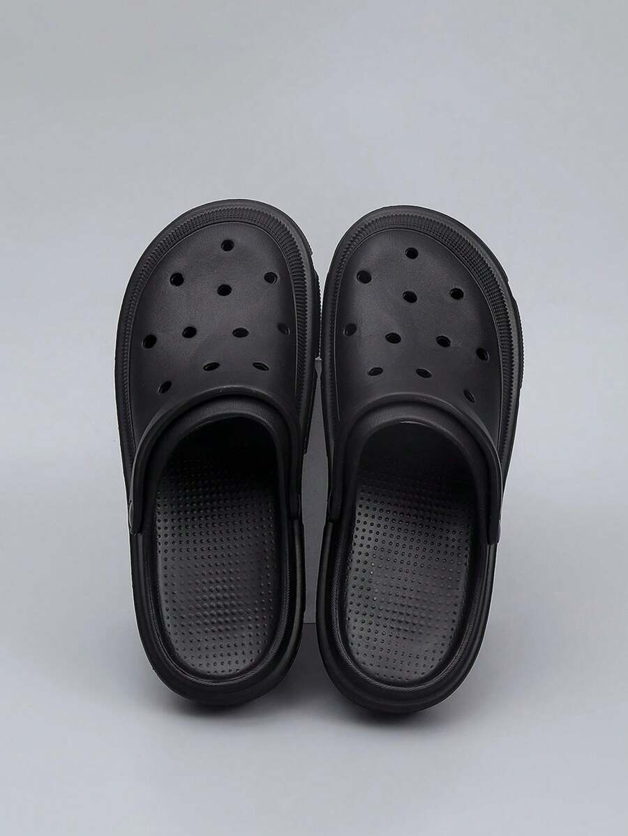 Giày Clogs rỗng đế dày màu trơn đi trong nhà/ngoài trời cho cả nam và nữ - màu đen - Xem 1