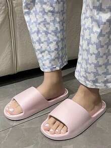 女士舒适拖鞋 - 纯色，露趾，Eva 材质，适合室内/室外穿着 女士凉鞋 - 淺粉色 - 查看 2