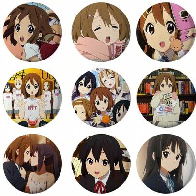 58mm 动漫 K-ON 胸针 角色扮演徽章 平泽结衣 秋山澪 胸针 背包胸针 服装首饰 最佳礼物
