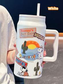 1pc Snoopy Large Capacity Insulated Tumbler, Portable Travel Cup, Stainless Steel Coffee Mug, High-Quality Stainless Steel Straw Water Bottle, Tea Cup 50OZ - Multicolor - View 6