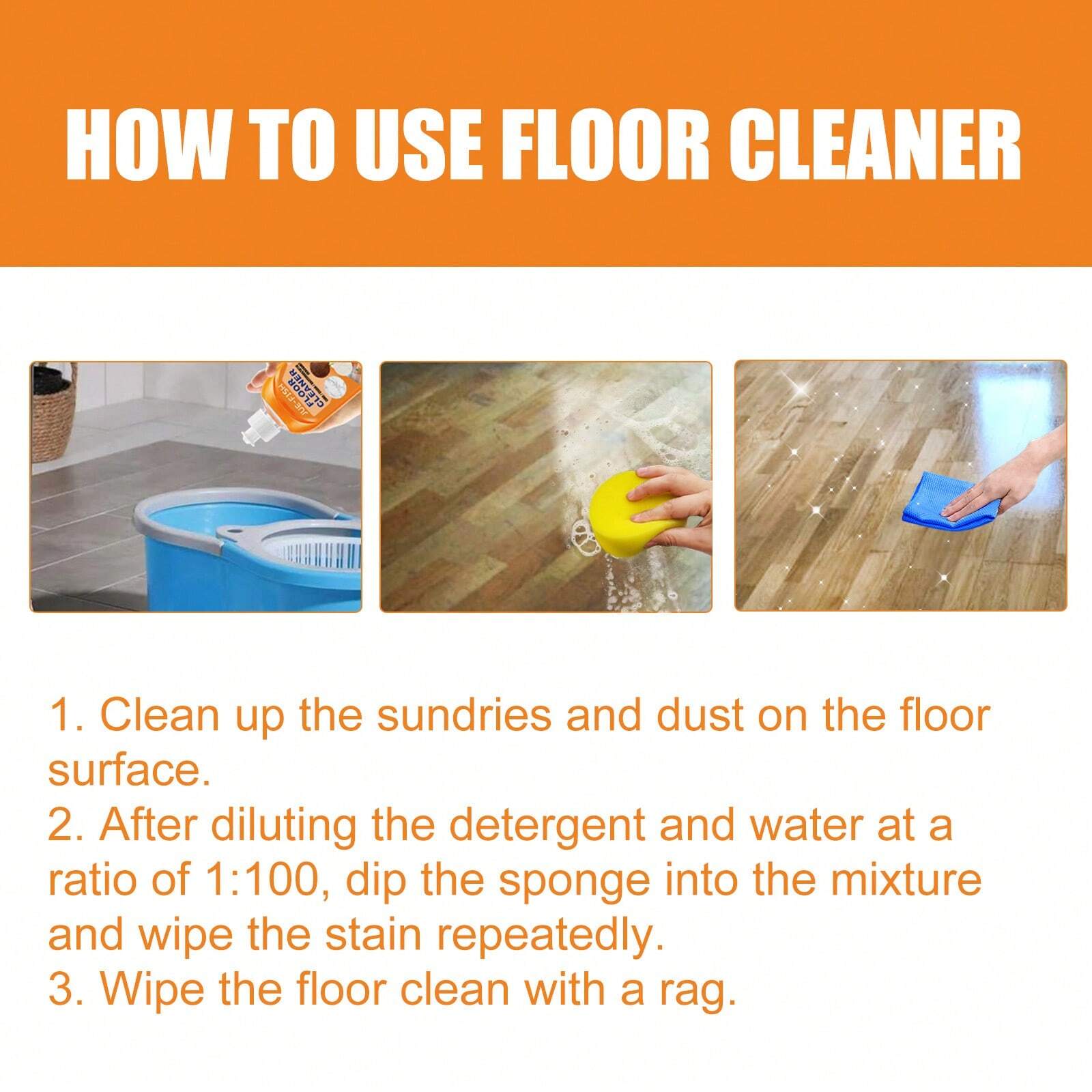 JueFish 4 Pcs JueFish Floor Cleaner, Wood Floor And Tile Stain