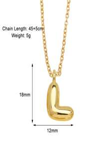 Bubble Letter Stainless Steel Necklace Gold For Women - 18K Gold-Plated Initial Necklace, Delicate Letter Gold Necklace, Layered Gold Necklace, Stylish Initial Necklace Jewelry