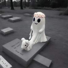 1pc Halloween Polyresin Small Ghost Walking Dog Decor,Christmas - White - View 6