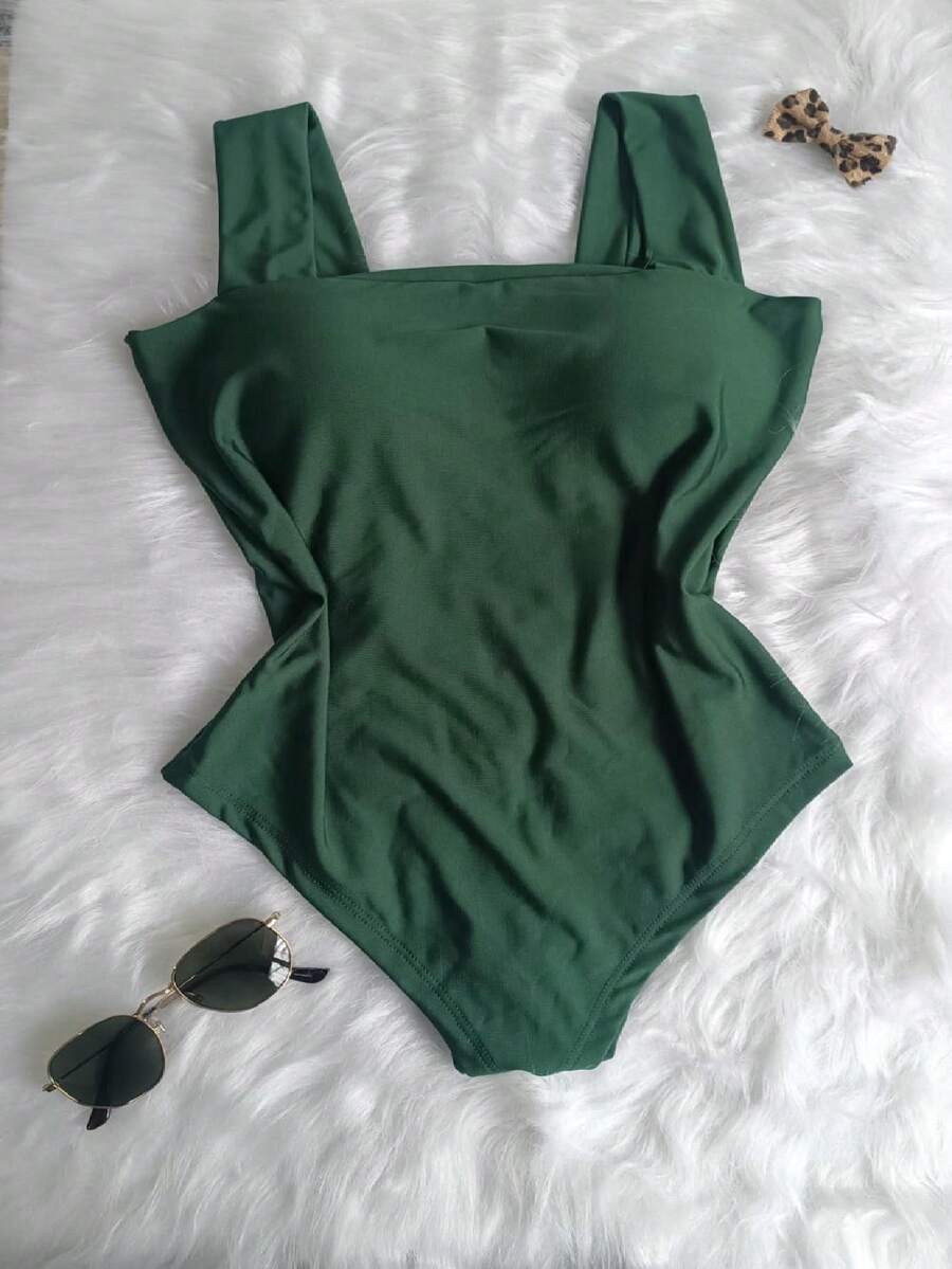SUPLEX WIDE STRAP BODYSUIT WITH PAD - Army Green - View 1