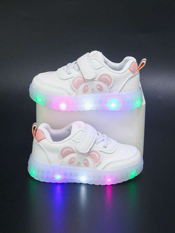 6 Pairs Of Fashionable All-Season Baby & Toddler Girls Shoes, PU Leather Material, White Sneakers, Casual Flats, Cartoon Animal Pattern, Shoe Size 13.5-18.1cm