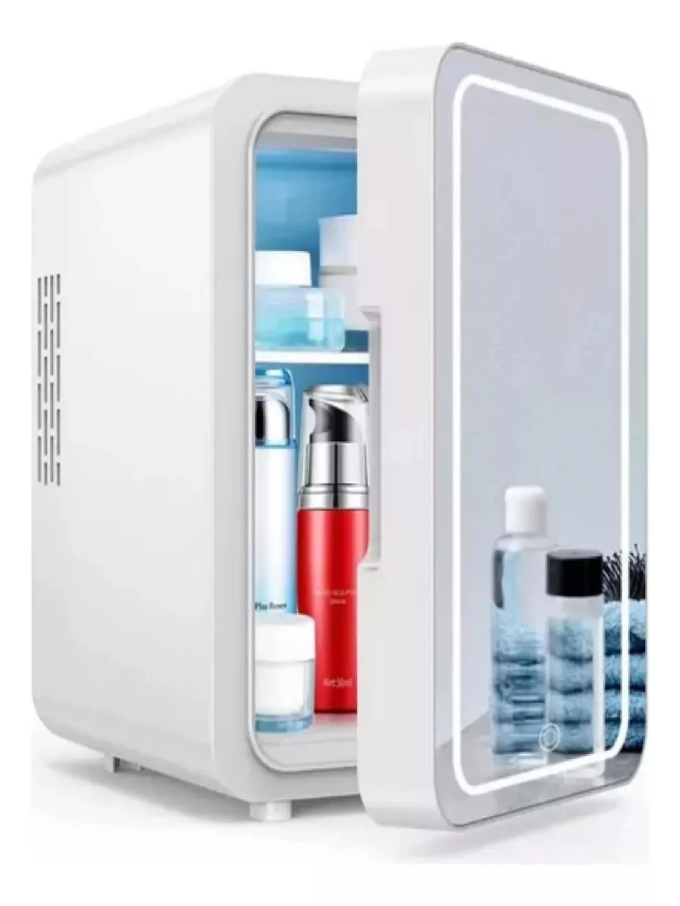 Mini Refrigerador Portátil con Espejo y Luces: Frescura y Funcionalidad en Cualquier Lugar, Refrigerador Skincare, Mini Refri Compacto y Portátil, Gran Almacenamiento
