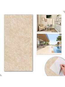 Add A Touch Of Luxury To Your Space With The Marble Effect Wall Sticker Panel: A Quick And Economical Solution For Decoration - 米色 - 查看 3