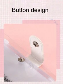 1pc Transparent PVC Candy Color Splicing Binder Loose Leaf Notebook, Includes 6-Ring Binding, 6 Zipper Pouches, 2 English Dividers Back To School,Back To School,School Supplies