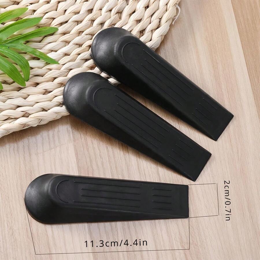 2 paquetes Topes de puerta de goma flexible negros, material de tope de puerta de goma dura, sujeta puertas con superficie inclinada para la parte inferior de la puerta - Multicolor - Ver 1