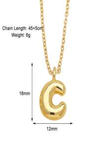Bubble Letter Stainless Steel Necklace Gold For Women - 18K Gold-Plated Initial Necklace, Delicate Letter Gold Necklace, Layered Gold Necklace, Stylish Initial Necklace Jewelry
