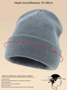 1 chiếc mũ len dệt kim ấm áp ngoài trời Unisex, thích hợp để đội hàng ngày - Xám - Xem 4