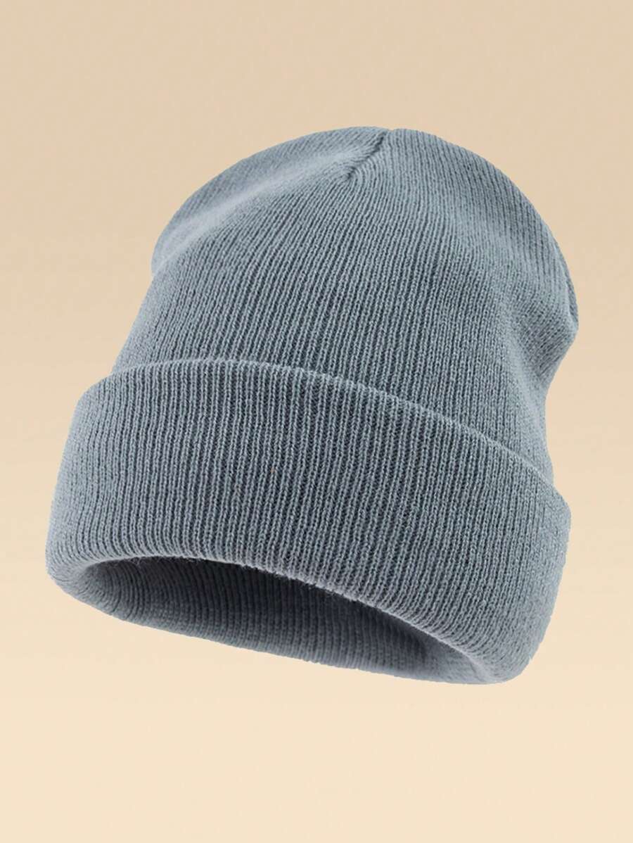 1 chiếc mũ len dệt kim ấm áp ngoài trời Unisex, thích hợp để đội hàng ngày - Xám - Xem 1